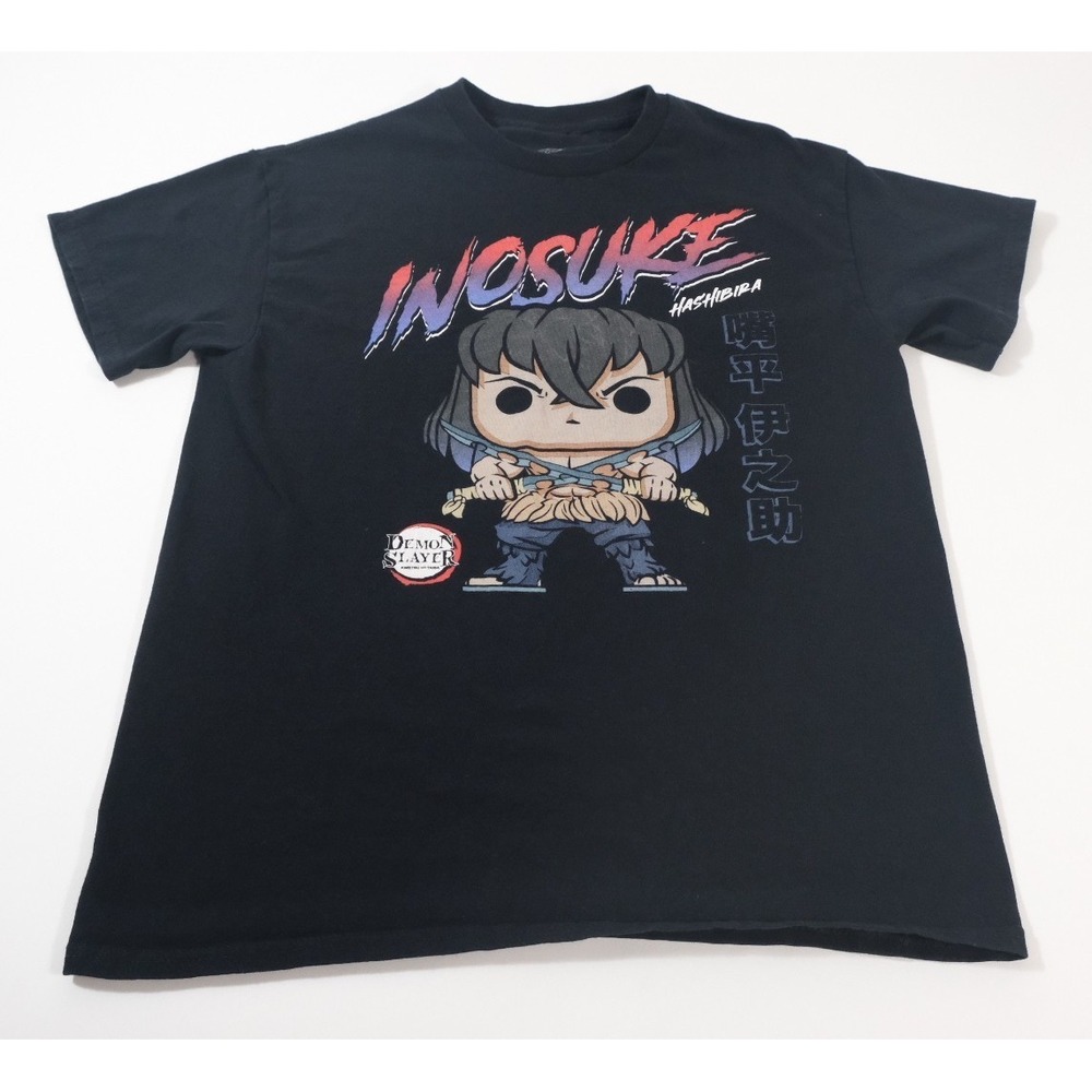 Funko Pop Tees T-Shirt Mens M Black Demon Slayer Inosuke Hashibira Anime Graphic
